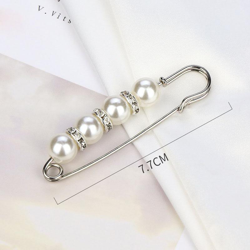 2Pcs Fashion Pearl Brooch Waist Cinching Adjustable Skirt Anti-slip Metal Pin Fixed Clothes DIY Accessories