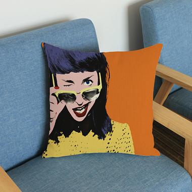 Modern Pop Art Girl Lips Printing Sofa Decoration Cushion Cover Cotton Linen Car Chair Throw Pillows Case Almofadas 45X45Cm