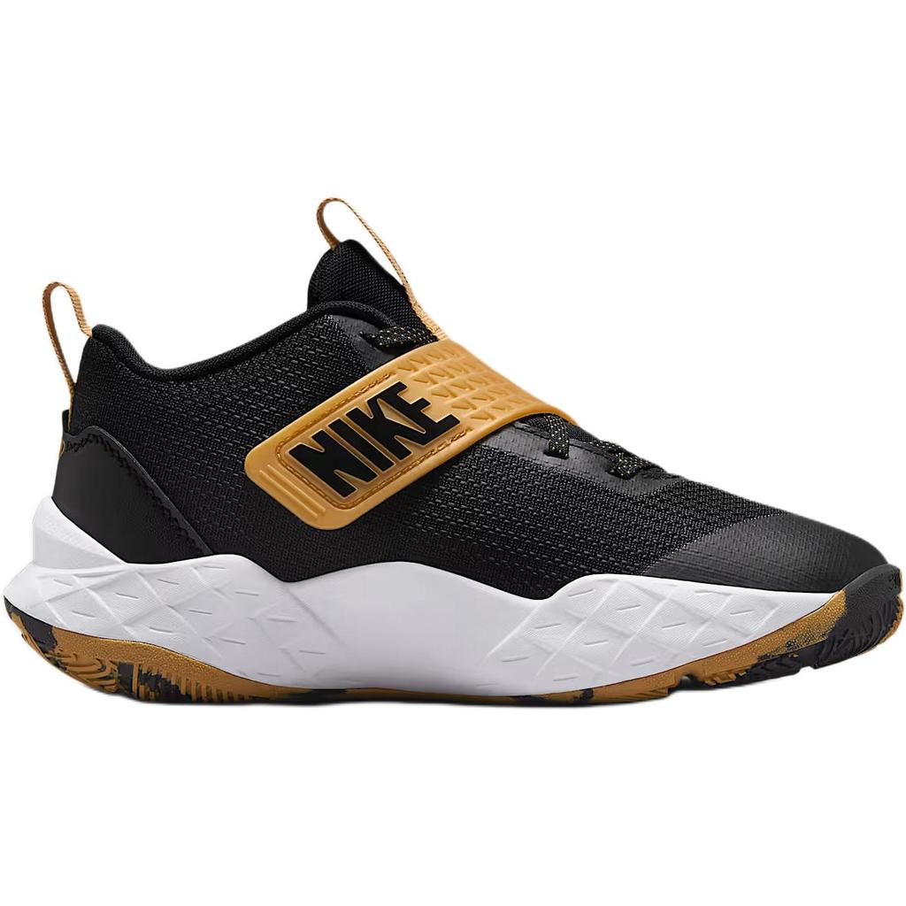 Nike Team Hustle D12 GS Svarte Metallisk Gull Barnesneakers Hvite HF6279-003