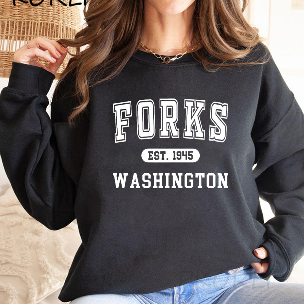 Twilight Sweatshirt Forks Hoodie Team Edward Crewneck Sweatshirts Twilight Inspired Pullover Women Graphic Hoodies Casual Tops