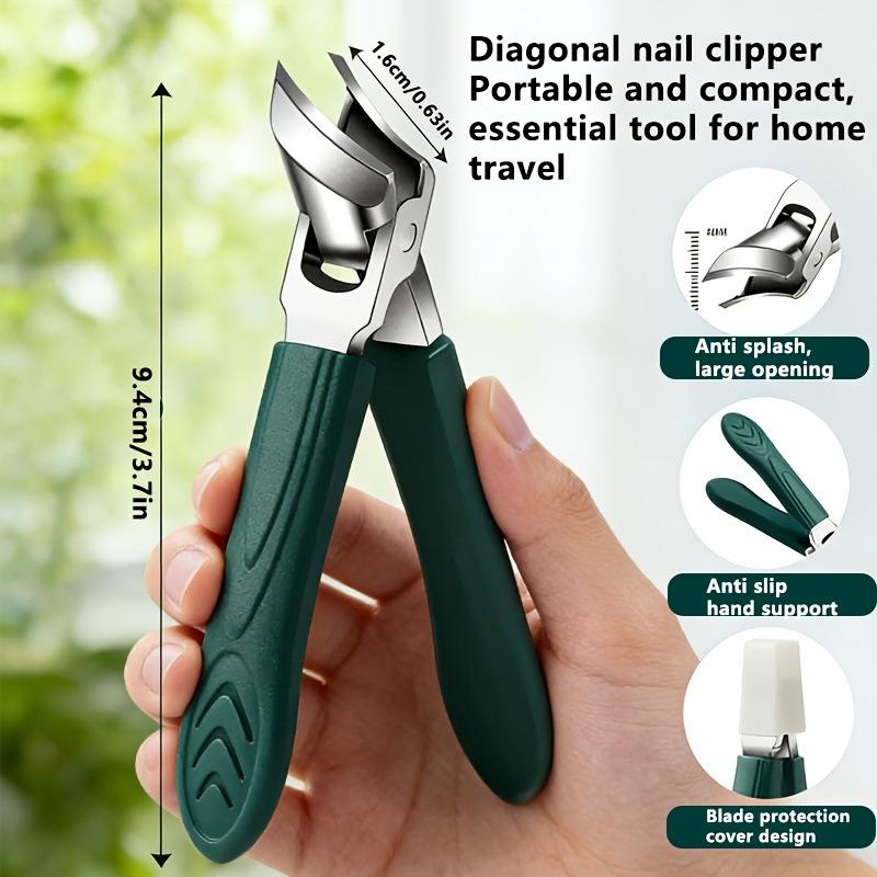 Super Sharp Angled Nail Clippers Set: Large Opening, Anti-Splatter, 3-Piece for Nail Grooves