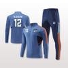 Mens Womens Soccer Training Kit Set Long Sleeve Half-Zip Hoodie Sports Jersey Uniform Breathable Quick-Dry