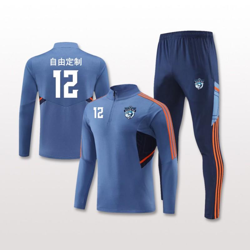 Mens Womens Soccer Training Kit Set Long Sleeve Half-Zip Hoodie Sports Jersey Uniform Breathable Quick-Dry