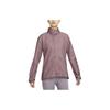 Nike Giacca Casual da Donna con Cappuccio e Zip, Manica Lunga, Colore Solido, Grigio Fumo Viola-Rosso FB7452-208