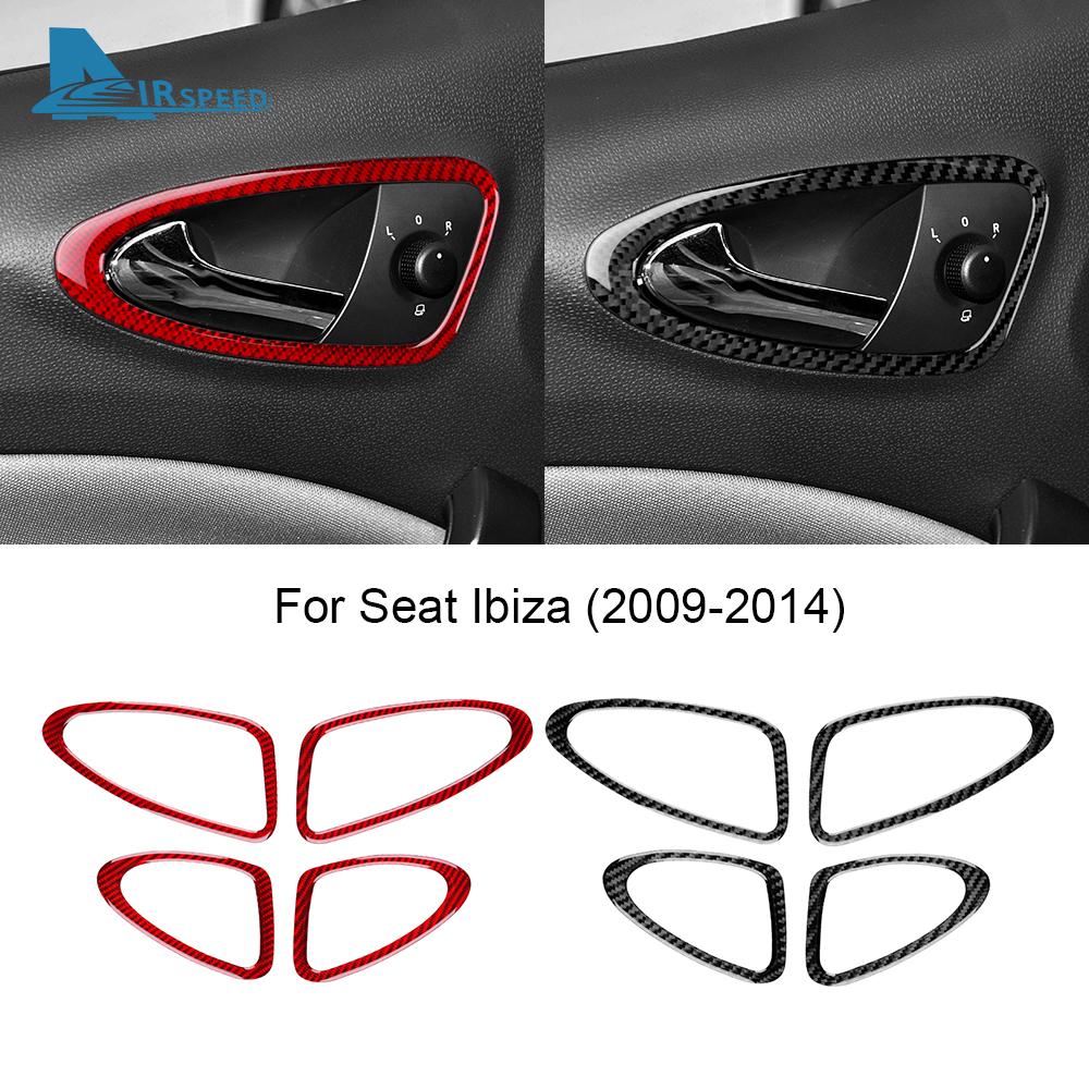 Real Soft Carbon Fiber Sticker For Seat Ibiza 6j 2009 2010 2011 2012 2013 2014 LHD RHD Car Inner Door Handle Panel Accessories