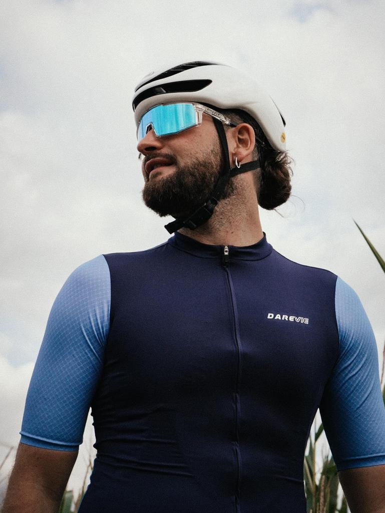 Darevie Cycling Jersey, Short Sleeve, Summer, Unisex, Cycling Wear, Road Bike, Bicycle, Sweat-Wicking, Quick-Drying, Breathable, Casual, Navy, DVJ249