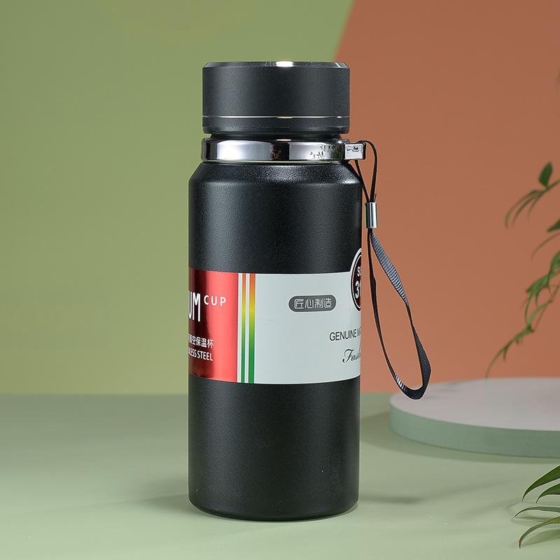 Portable Stainless Steel Thermos Cup Outdoor Sports Cup with Lifting Rope Sports Cup Tea Separation Sling Cup
