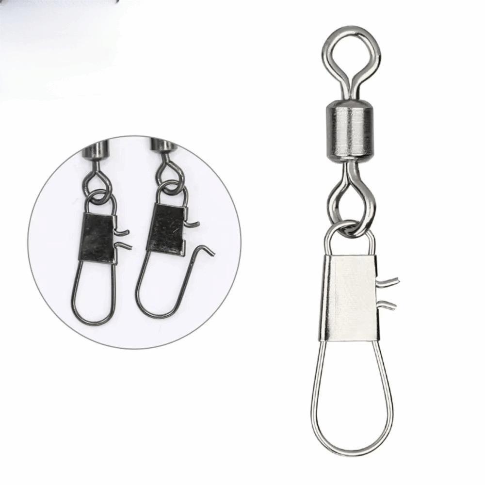 50pcs Stainless Steel Fishhook Lure Connector Steel Fish Interlock Snap Fishing Swivel  Fishing