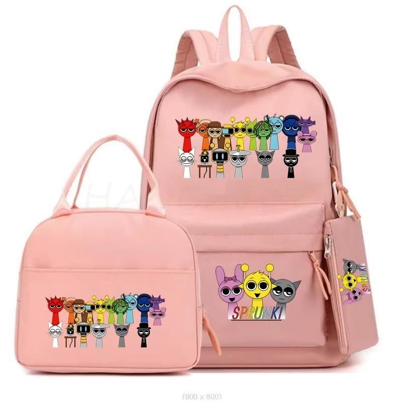 Cartoon Peripheral Printing Fashion Children'S Schoolbag Three-Piece Meal Bag Casual Pencil Bag