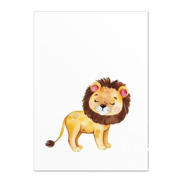 Baby Nursery Wall Poster Print Rainbow Animal Canvas Painting Nordic Wall Art Children Bedroom Wall Picture Kids Room Decor Art