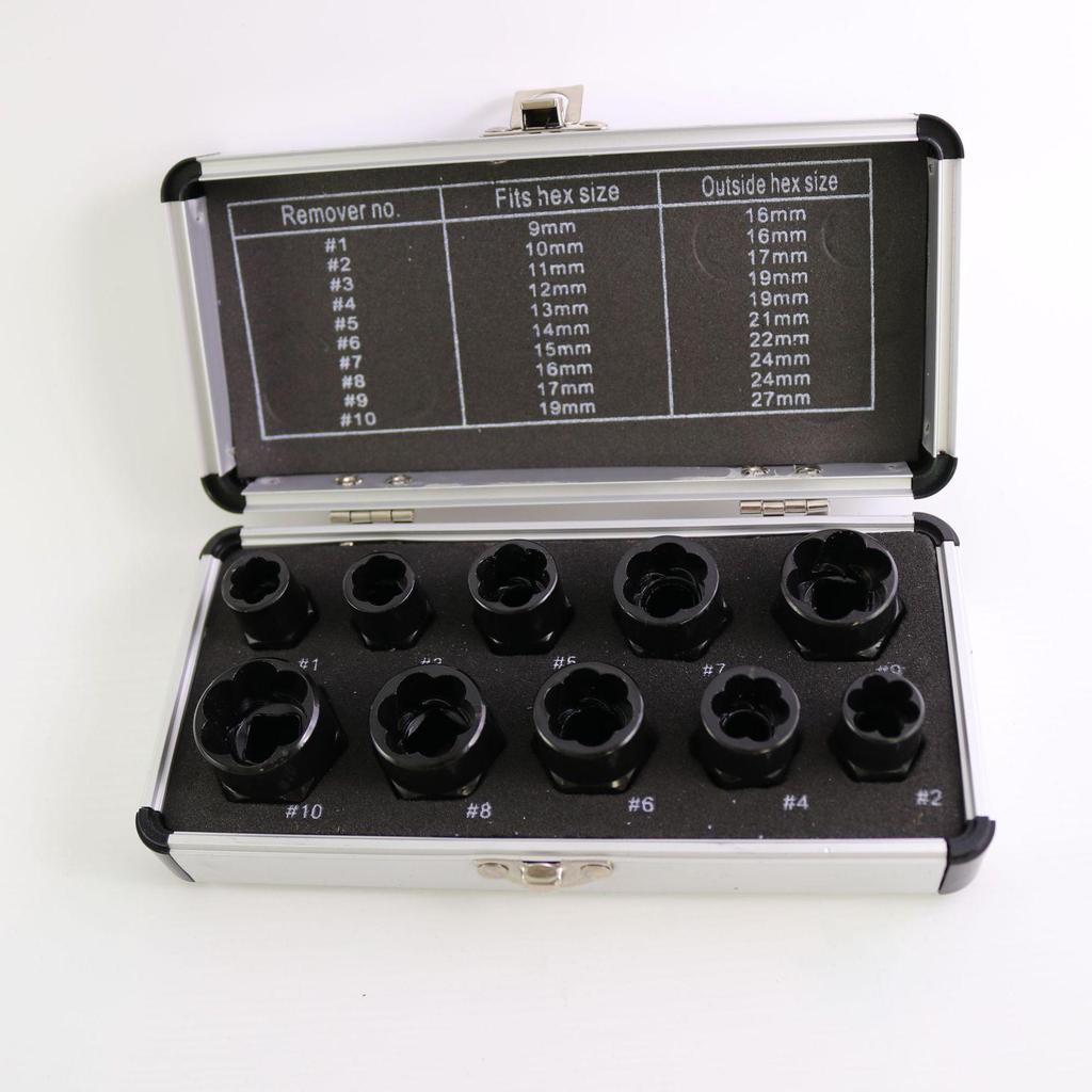 Set de 14 extractoare de piulițe și șuruburi pentru elemente de fixare deteriorate și incomplete