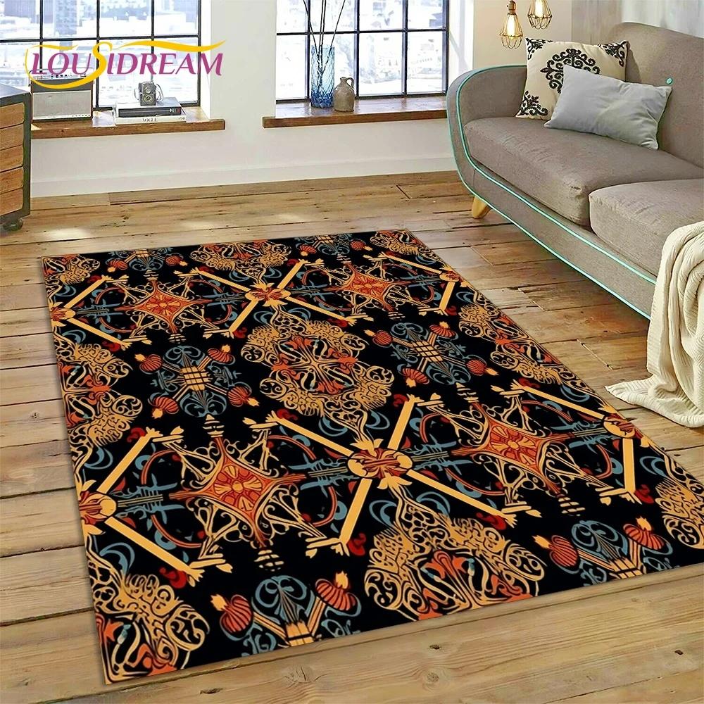 3D Turkey Persian Bohemian Mandala Flower Koberec do ložnice Obývací pokoj Domácí Dekorace na pohovku,Děti Large Decor Floor Mat