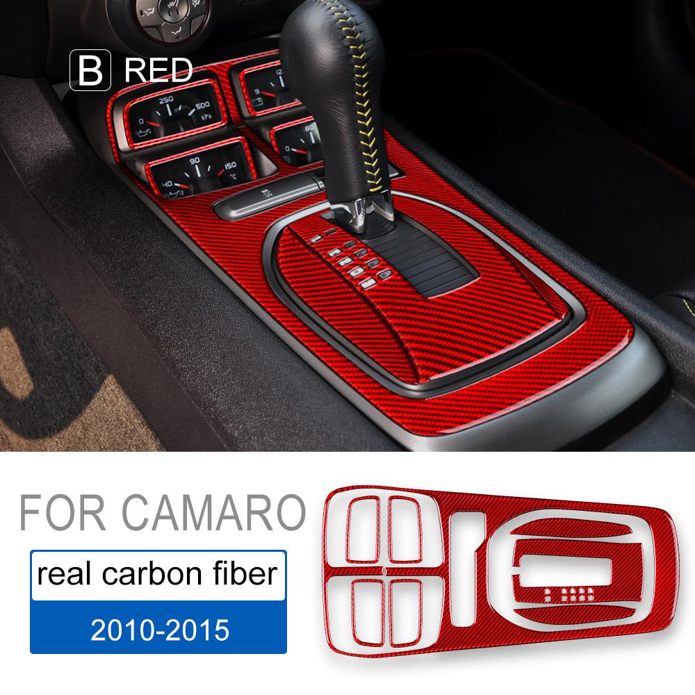 For Chevrolet Camaro 2010 2011 2012 2013 2014 2015 Real Soft Carbon Fiber Accessories Interior Trim Car Gear Shift Panel Sticker