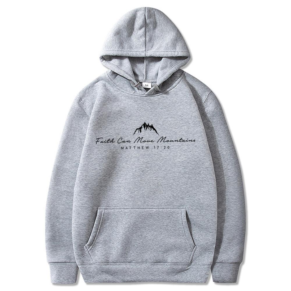 Unisex Faith Can Move Mountains Hoodie Damen Christliches Kapuzenpullover Niedlicher Bibelvers Pullover Lustiger Motivations-Hoodie Trendiges Top