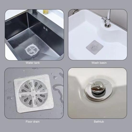 Disposable Mesh Hair Catcher Sticker 4"x4" Bathroom Shower Drain Cover Hair Trap Easy Installation Sink Strainer