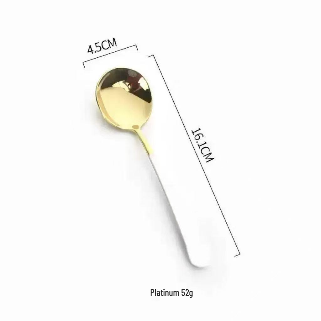 304 Stainless Steel Round Spoon - Coffee, Dessert, Children's Soup, Teaspoon, Household Tableware, Internet Celebrity Round Head Spoon.