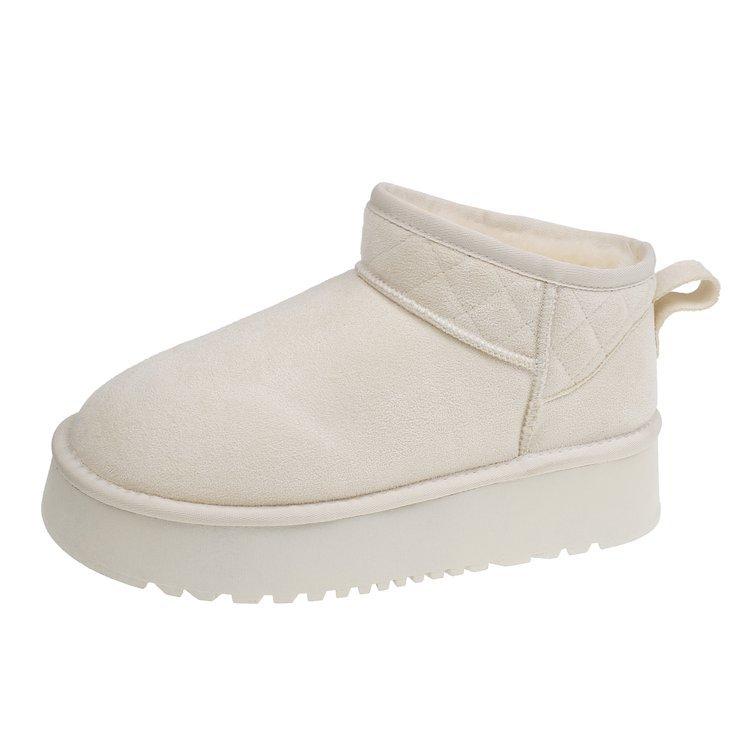 Zhou Dongyu Has the Same Style~ Uncle's Wool Integrated Velvet Thick-soled Snow Boots Women's 2025 Winter Cotton Shoes Short Boots