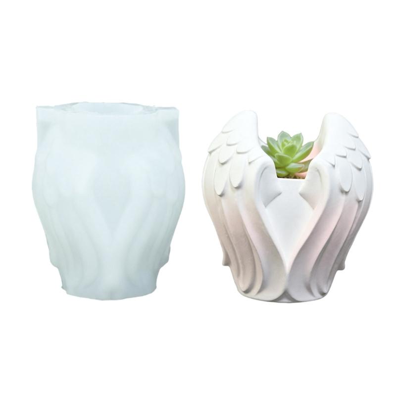 Resin and Cement Pot Casting Form, Angel Wing Flower Pot Profile with Flexible Body for Plaster Projects and Tabletop Display Use Indoors