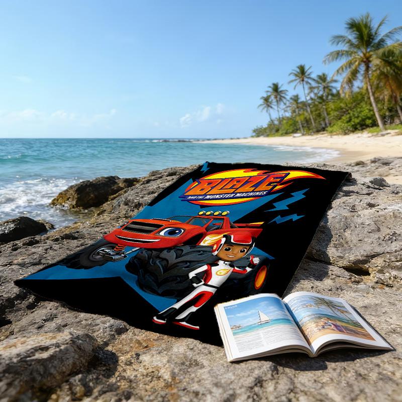 1 Stück Blaze und die Monster-Maschinen (2) Strandtuch, Strand- und Meeresufer-Schwimmbadausstattung, Modisches Muster, Rechteckig, Reiseutensilien