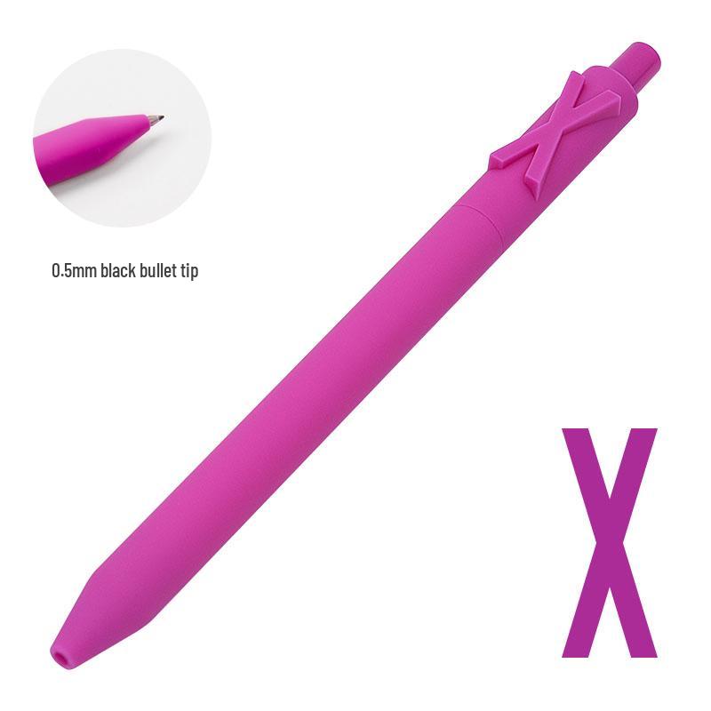 Shuyuan Black Gel Pen - Push-Button, Student Use, Minimalist Design, Candy-Colored Silicone Barrel.