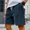 Mens Corduroy Casual Shorts with Elastic Waistband Drawstring Adjustable Fit Relaxed Summer Lightweight Shorts for Daily Wear