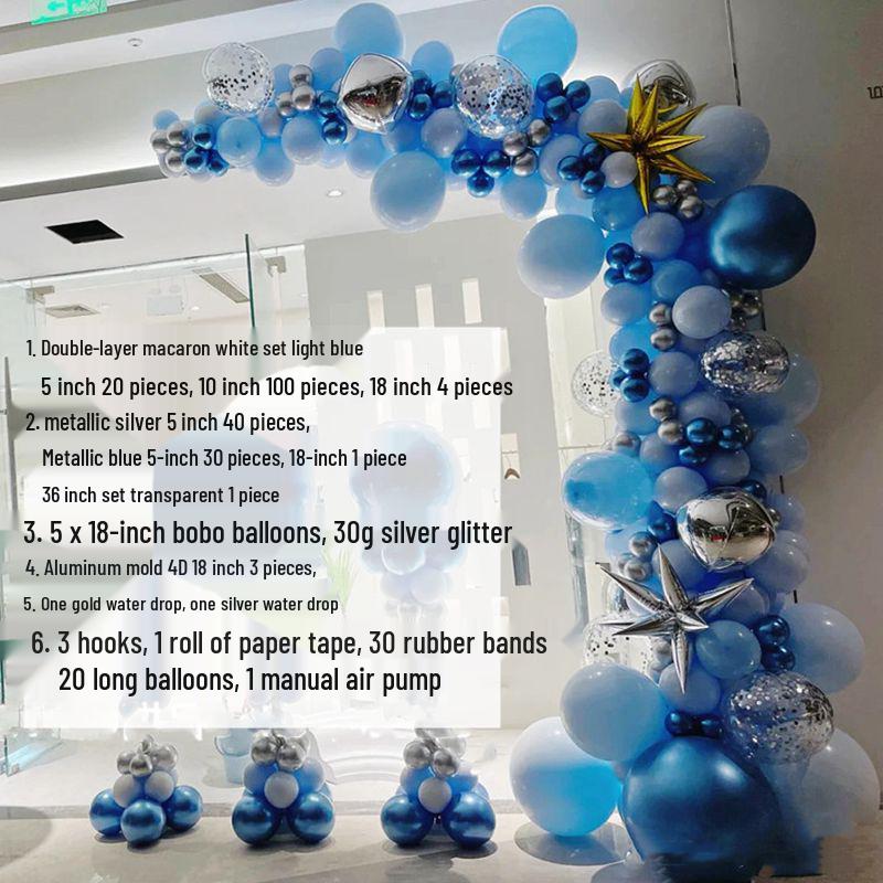 Metallic Blue Arch Balloon Column for Store Openings and Party Decorations