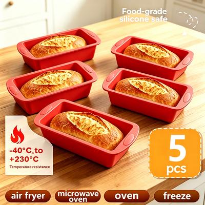5 Peças Formas de Silicone para Assar Retangulares Formas de Bolo Mini Forma de Pão Liberação Fácil Forma para Pão Torrado Acessórios de Cozinha Ferramenta de Confeitaria