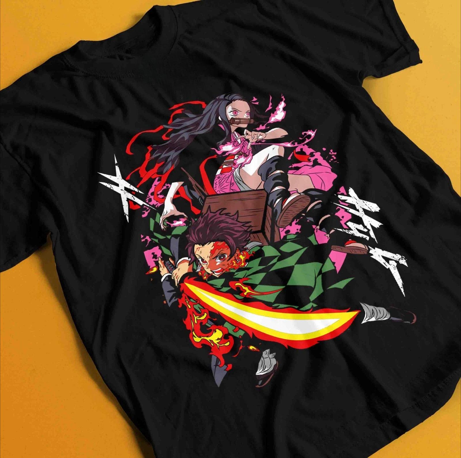 

Demon Slayer Shirt Tanjiro Tshirt Zenitsu TShirt Muzan Doma Tee Inosuke Nezuko Summer Unisexs and Womens Breathable Tshirt Top S
