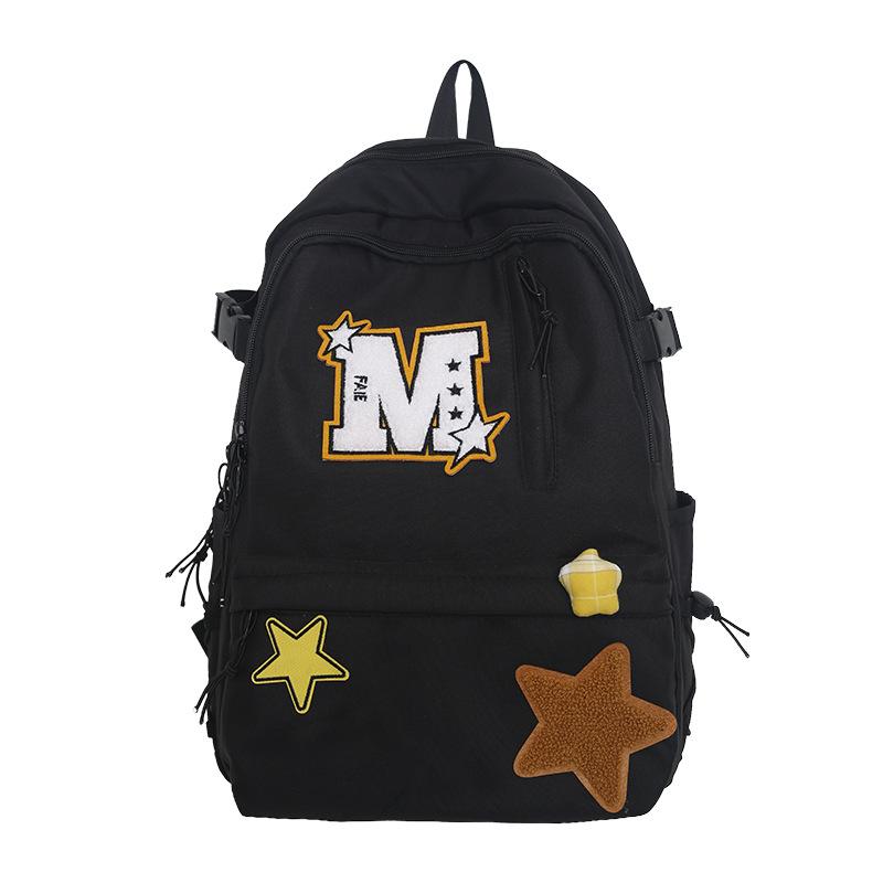 

Рюкзак для старшеклассника, Рюкзак для старшеклассника большой вместимости в корейском стиле, Модный и милый, Рюкзак для ученика-звезды чёрный