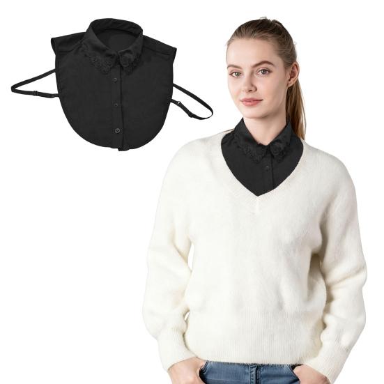 Sparkling Rhinestone Removable Collar Red Christmas Check Faux Collar Women Detachable Fake Collar Sweater Accent