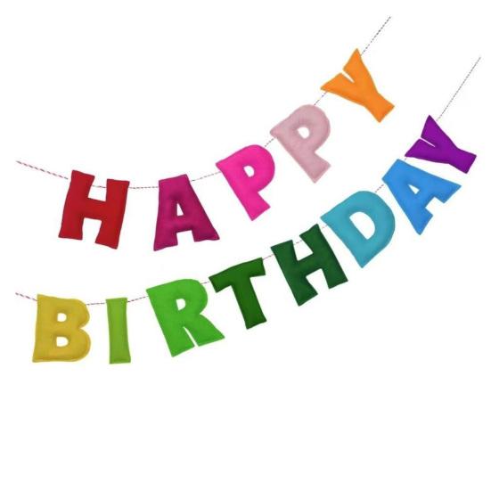

Pre-Strung Happy Birthday Banner Reusable Felt HAPPY BIRTHDAY Garland Colorful Rainbow Party Decoration for Party Supplies Kids Room Decor Photo Prop A