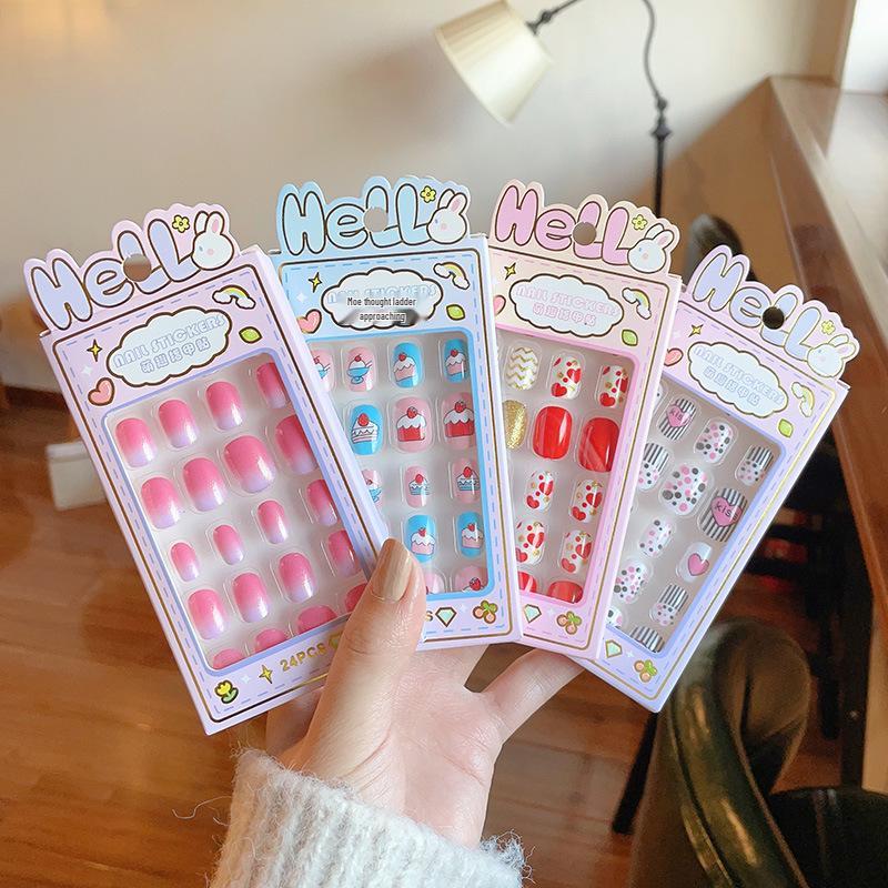 Cute Press-On Nail Stickers for Medium and Large Children - Self-Adhesive and Removable