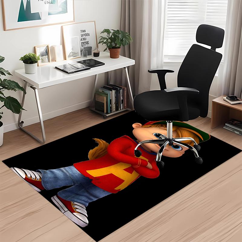 Tapete com Estampa de Alvin e os Esquilos para Cadeira de Escritório Sala de Estar Quarto Cozinha Decoração de Ambientes Presentes