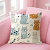 INS Cartoon Animals Cushion Cover Natural Linen Organic Fabric DoubleSided Printing Sofa Home Decor Gift Pillow Case
