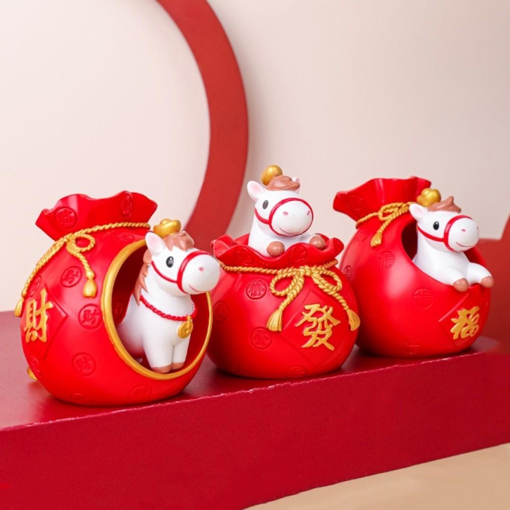 Fortune Zodiac Horse Figurines Lucky Bag Horse Figures Ornament Table Desk