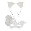 Halloween Masquerade Lace Eye Mask & Cat Ear Headband Set