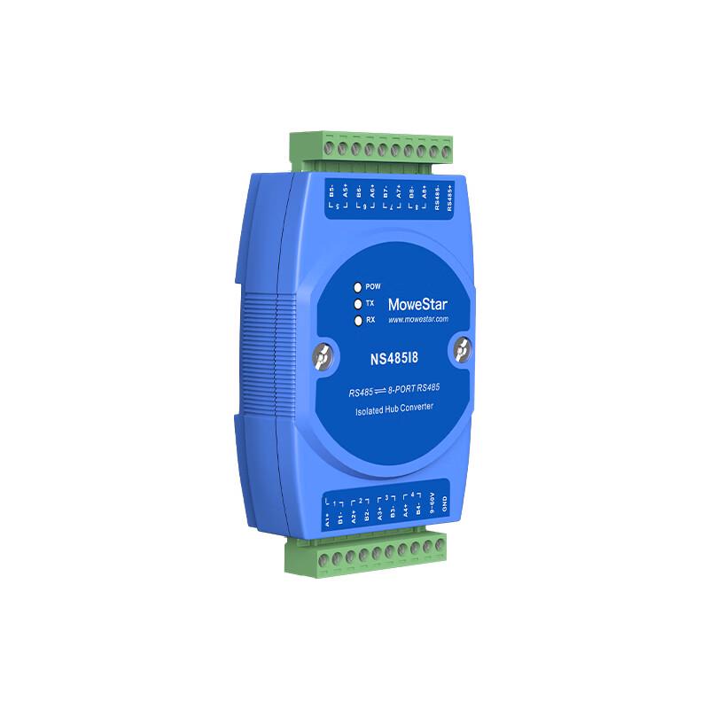 MoweStar RS485 8-Channel Isolated DIN Rail Hub