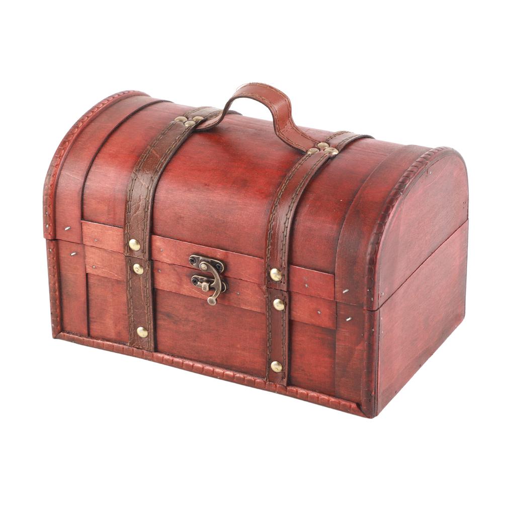 Wooden Storage Box European Style Retro Dust Prevention Vintage Jewelry Box for Desktop Decoration