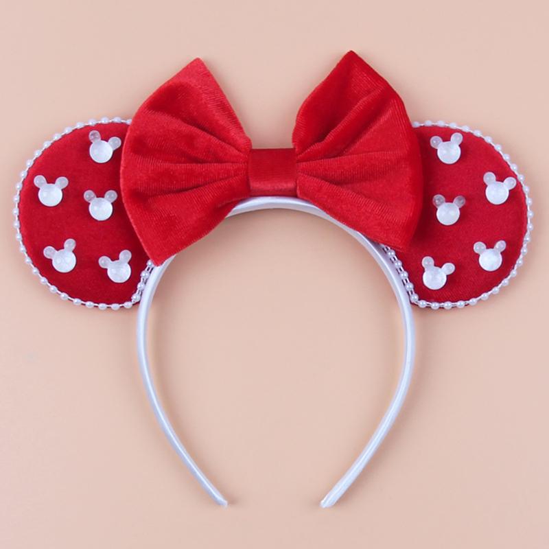 Ny Trendig Musöron Hårband Mickey 3.3" Sammet För Flickor Mjuk Rosett Hårband Halloween Festival Fest Resa DIY Håraccessoarer