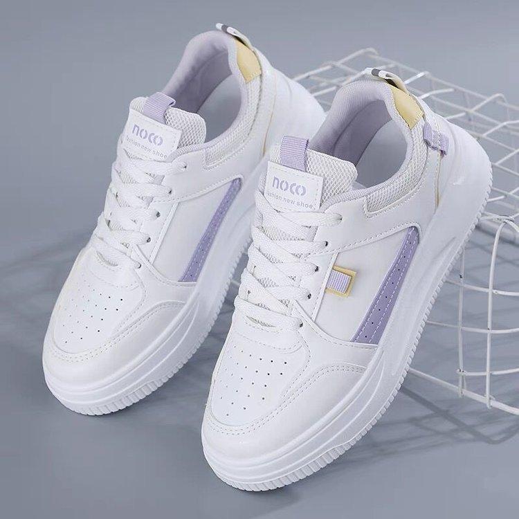 

Осень 2025 года, новые туфли для женщин, студенческие туфли на плоской подошве, кожаная поверхность, легкие и удобные в сочетании, женские туфли для спорта и отдыха, белые туфли 35 фиолетовый