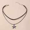 Star Pendant Vintage Necklace Punk Star Choker Rock Roll Guitar Layered Necklace for Women Men Eboy Egirl Bar Party Jewelry