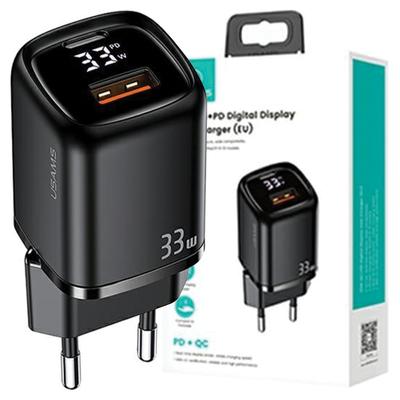 USAMS Land. Network. 1Xusb-C+1Xusb T46 33W(OnlyHead) Pd3.0 +Qc3.0 Fast Charging Black/Black Cc152Tc01 (Us-Cc152)