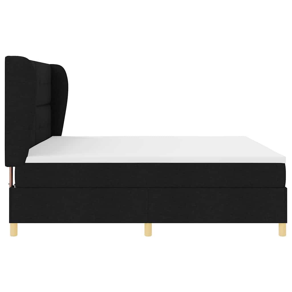 Boxspring Bed with Headboard Black 200 X 200 Cm Fabric