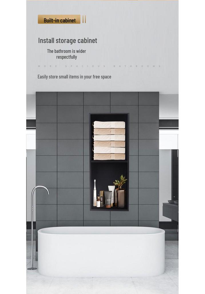 304 Stainless Steel Seamless Built-in Toilet Storage Anti-Fingerprint Recess Box