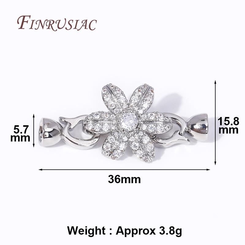 18K Gold Plated Inlay Zircon Flowers Connector Clasps For Pearl Necklace Supplies, Beads Clasps Fastener DIY Jewelry Making