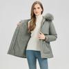 Herbst- und Wintermode Parkas in mittlerer bis langer Länge, warm und dick gefüttert, Samt, einfarbig