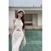 Be careful with the machine versatile vacation women's summer new suspender hollow crochet embroidery short vest women