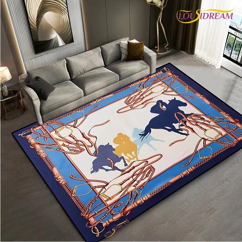 Fashion Ethnic Frame Horse Carpet Living Room Bedroom Yoga Rugs Kitchen Door Kids Un-Slip Mats Alfombra Birthday Gift Poster Mat