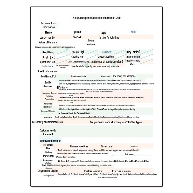 Beauty Salon Weight Loss Management & Customer Registration Form