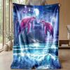 Ocean Life Pattern Theme blanket Lightweight Warm Flannel Blanket Decorative Throw Blanket for Home Decoration
